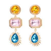 Elegant Luxurious Streetwear Round Square Water Droplets Alloy Inlay Glass Stone Women's Drop Earrings sku image 4