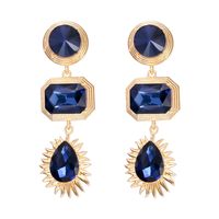 Elegant Luxurious Streetwear Round Square Water Droplets Alloy Inlay Glass Stone Women's Drop Earrings sku image 1