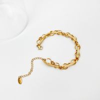 Hipster Jewelry Titanium Steel Gold Necklace Bracelet Set sku image 2