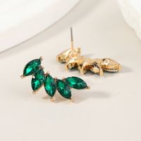 Elegant Shiny Leaf Alloy Inlay Zircon Women's Ear Studs main image 3