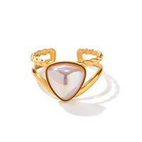 Wholesale Ig Style Star Oval Heart Shape Stainless Steel Inlay 18k Gold Plated Pearl Rings Earrings main image 3