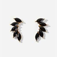 Elegant Shiny Leaf Alloy Inlay Zircon Women's Ear Studs sku image 1