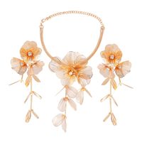 Glam Luxurious Flower 14k Gold Plated Rhinestones Alloy Wholesale Earrings Necklace main image 1