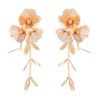 Glam Luxurious Flower 14k Gold Plated Rhinestones Alloy Wholesale Earrings Necklace sku image 1