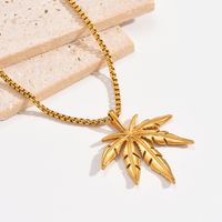 Hip-hop Punk Leaves Stainless Steel Polishing Plating 14k Gold Plated Pendant Necklace main image 3
