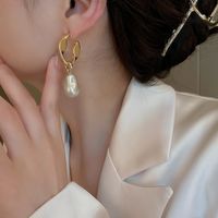 Elegant Vintage Style Geometric Alloy Inlay Artificial Pearls Women's Drop Earrings main image 5
