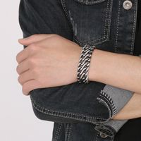 Hip-hop Solid Color Titanium Steel Men's Bracelets main image 4