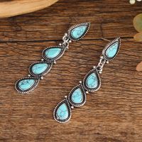 Retro Ethnic Style Water Droplets Alloy Inlay Turquoise Women's Drop Earrings main image 5