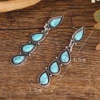 Retro Ethnic Style Water Droplets Alloy Inlay Turquoise Women's Drop Earrings main image 4