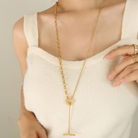 Simple Style Geometric Titanium Steel Toggle Plating 18k Gold Plated Long Necklace main image 5
