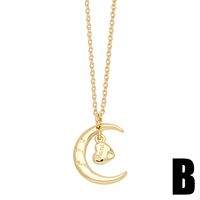 Elegant Modern Style Moon Heart Shape Bird Stainless Steel Copper Plating Inlay Zircon 18k Gold Plated Pendant Necklace main image 3