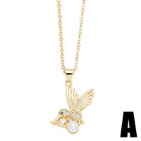 Elegant Modern Style Moon Heart Shape Bird Stainless Steel Copper Plating Inlay Zircon 18k Gold Plated Pendant Necklace main image 4