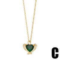 Elegant Modern Style Moon Heart Shape Bird Stainless Steel Copper Plating Inlay Zircon 18k Gold Plated Pendant Necklace main image 5