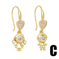 1 Pair Cute Sweet Simple Style Paw Print Heart Shape Cat Plating Inlay Copper Zircon 18k Gold Plated Drop Earrings main image 4