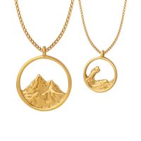 Casual Romantic Mountain Sea Wave Titanium Steel Plating Hollow Out 18k Gold Plated Pendant Necklace main image 7