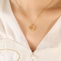 Casual Romantic Mountain Sea Wave Titanium Steel Plating Hollow Out 18k Gold Plated Pendant Necklace main image 2