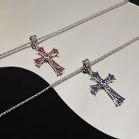 Gotisch Vintage-stil Kreuzen Legierung Überzug Inlay Zirkon 14 Karat Vergoldet Unisex Halskette Mit Anhänger main image 5