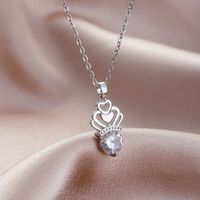 Stainless Steel Titanium Steel White Gold Plated Elegant Plating Inlay Flower Dragonfly Fish Tail Zircon Pendant Necklace sku image 1