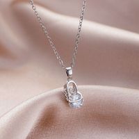 Stainless Steel Titanium Steel White Gold Plated Elegant Plating Inlay Flower Dragonfly Fish Tail Zircon Pendant Necklace main image 4