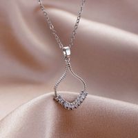 Stainless Steel Titanium Steel White Gold Plated Elegant Plating Inlay Flower Dragonfly Fish Tail Zircon Pendant Necklace sku image 9