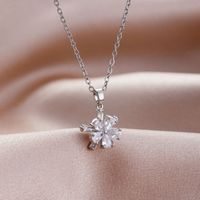 Stainless Steel Titanium Steel White Gold Plated Elegant Plating Inlay Flower Dragonfly Fish Tail Zircon Pendant Necklace sku image 10