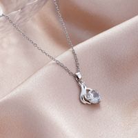 Stainless Steel Titanium Steel White Gold Plated Elegant Plating Inlay Flower Dragonfly Fish Tail Zircon Pendant Necklace sku image 3