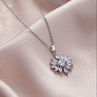 Stainless Steel Titanium Steel White Gold Plated Elegant Plating Inlay Flower Dragonfly Fish Tail Zircon Pendant Necklace sku image 12