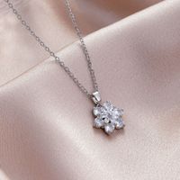 Stainless Steel Titanium Steel White Gold Plated Elegant Plating Inlay Flower Dragonfly Fish Tail Zircon Pendant Necklace sku image 11
