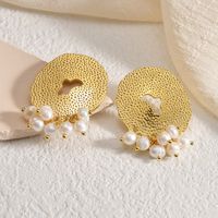 1 Pair Elegant Fashion Geometric Pearl Plating 304 Stainless Steel Real Pearl 18K Gold Plated Ear Studs main image 3