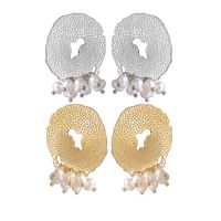 1 Pair Elegant Fashion Geometric Pearl Plating 304 Stainless Steel Real Pearl 18K Gold Plated Ear Studs main image 2