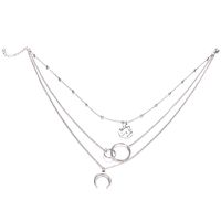 Modern Style Map Moon Alloy Plating Women's Layered Necklaces sku image 1