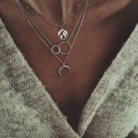 Modern Style Map Moon Alloy Plating Women's Layered Necklaces main image 2
