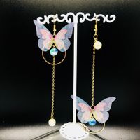 1 Pair Elegant Butterfly Plating Metal Drop Earrings main image 3