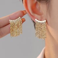 1 Pair Retro Tassel Plating Copper 18k Gold Plated Drop Earrings main image 6