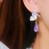 1 Paire Style De Fée Papillon Incruster Alliage Cristal Artificiel Opale Boucles D'oreilles main image 3