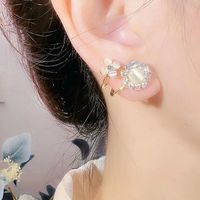 1 Pair Elegant Shiny Flower Inlay Alloy Opal Ear Studs main image 3