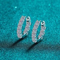 Luxurious Solid Color Sterling Silver Moissanite Hoop Earrings In Bulk main image 1