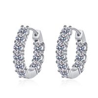 Luxurious Solid Color Sterling Silver Moissanite Hoop Earrings In Bulk main image 3