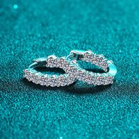 Luxurious Solid Color Sterling Silver Moissanite Hoop Earrings In Bulk main image 4
