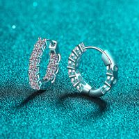 Luxurious Solid Color Sterling Silver Moissanite Hoop Earrings In Bulk main image 5