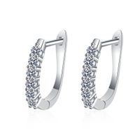 Simple Style Shiny U Shape Sterling Silver Moissanite Earrings In Bulk main image 3