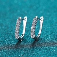 Simple Style Shiny U Shape Sterling Silver Moissanite Earrings In Bulk main image 1