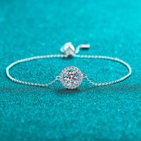 Simple Style Shiny Round Sterling Silver Moissanite Zircon Bracelets In Bulk sku image 3