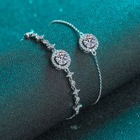 Simple Style Shiny Round Sterling Silver Moissanite Zircon Bracelets In Bulk main image 1