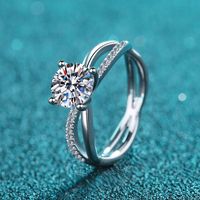 Elegant Geometric Sterling Silver Moissanite Zircon Rings In Bulk main image 1