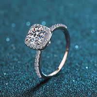 Classic Style Shiny Square Sterling Silver Moissanite Zircon Rings In Bulk main image 6