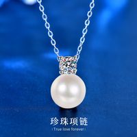 Simple Style Solid Color Sterling Silver Moissanite Pendant Necklace In Bulk sku image 3