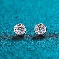 Simple Style Solid Color Sterling Silver Moissanite Zircon Ear Studs In Bulk sku image 2
