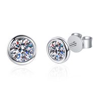 Simple Style Solid Color Sterling Silver Moissanite Zircon Ear Studs In Bulk main image 7