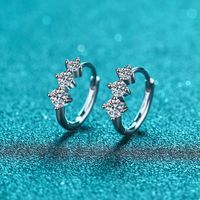 Glam Geometric Sterling Silver Moissanite Hoop Earrings In Bulk main image 1